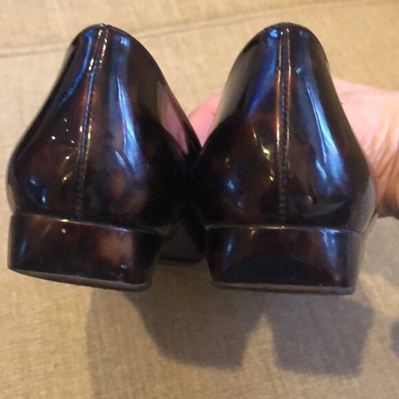 Stuart Weitzman Tortoise Shell Leather Wedge Flats 8M - Picture 5 of 9
